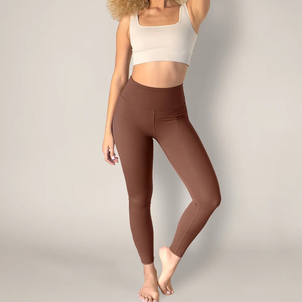 Unlabeled HIGH WAISTED LEGGING - COFFEE